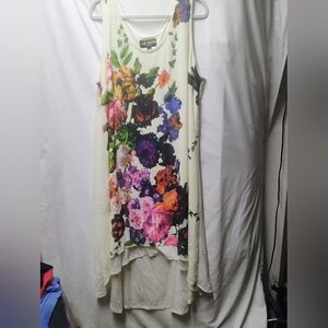 Marc Bouwer Ivory Floral High-Low Sleeveless Dress